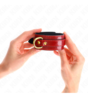 KINK - POIGNETS JOANNA ANGEL ROUGE AJUSTABLES AVEC CHAÎNE OR 16,5-26 CM X 4 CM