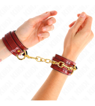 KINK - POIGNETS JOANNA ANGEL ROUGE AJUSTABLES AVEC CHAÎNE OR 16,5-26 CM X 4 CM