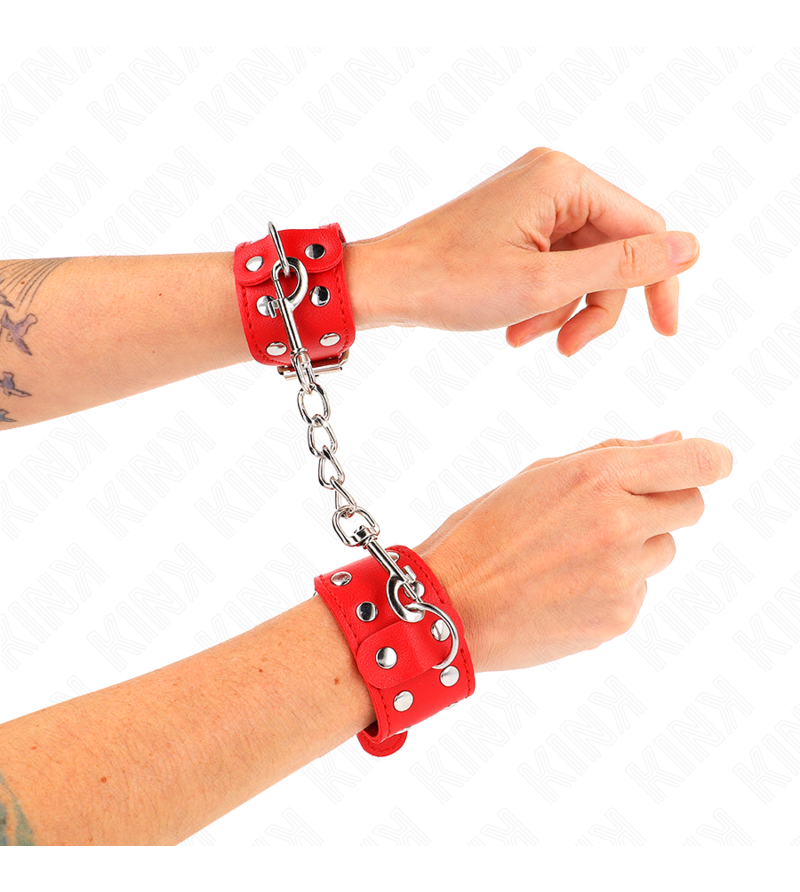 KINK - BRACELETS AVEC DOUBLE LIGNE DE CLOUS RÉGLABLES ROUGE