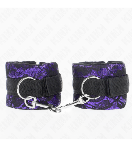 KINK - ATTENTES-POIGNETS COURTES EN DENTELLE DE VELOURS ET RELIURE EN NYLON VIOLET / NOIR 23 X 6,5 CM