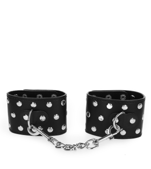 KINK - APPAREILS DE RETENUE POIGNETS AVEC FERMETURE PRESSION PLEINE DE RIVETS NOIR AJUSTABLE 19-24 CM X 5,5 CM