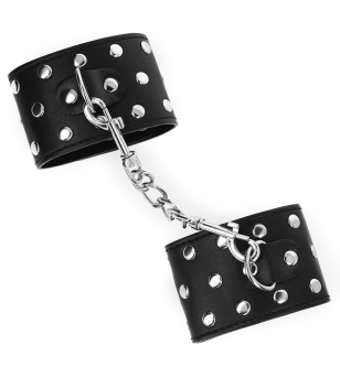 KINK - APPAREILS DE RETENUE POIGNETS AVEC FERMETURE PRESSION PLEINE DE RIVETS NOIR AJUSTABLE 19-24 CM X 5,5 CM