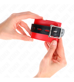 KINK - APPUI-POIGNETS ROUGE AVEC CEINTURE NOIRE RÉGLABLE 17-28 CM X 6 CM