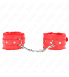 KINK - APPUI-POIGNETS DOUBLÉS DE FOURRURE PREMIUM ROUGE AVEC CEINTURE ROUGE RÉGLABLE 17-29 CM X 6 CM