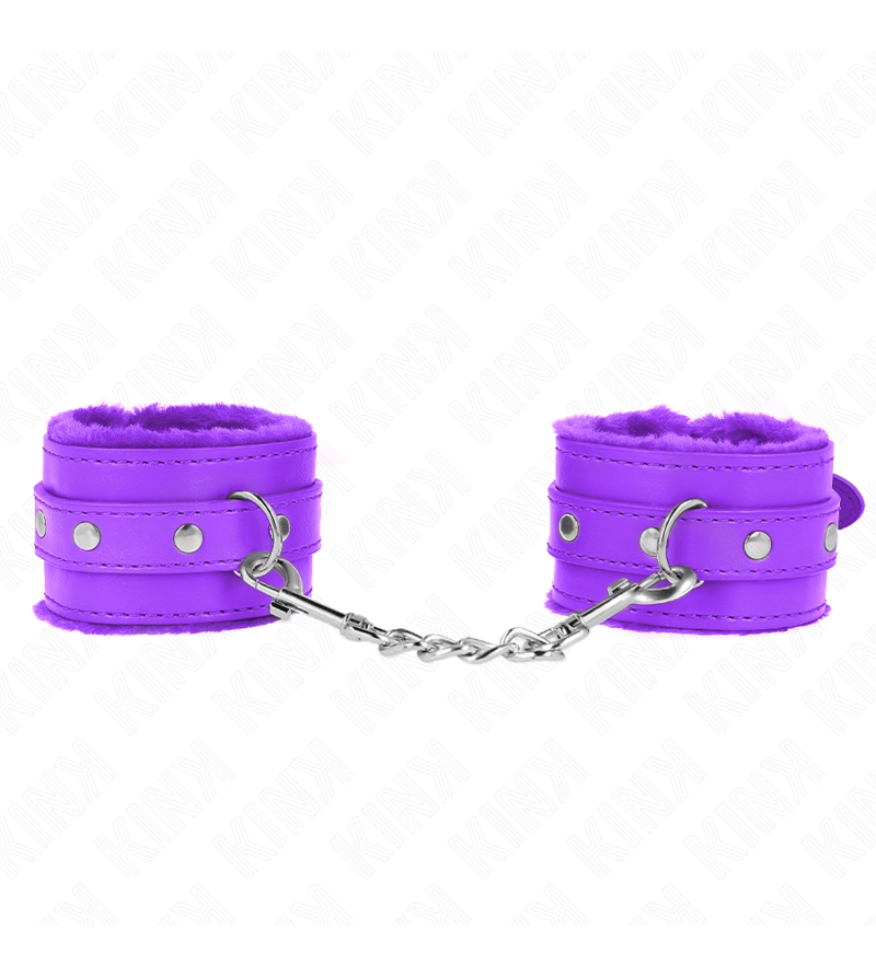 KINK - APPUI-POIGNETS DOUBLÉS DE FOURRURE PREMIUM VIOLET AVEC CEINTURE VIOLET AJUSTABLE 17-29 CM X 6 CM