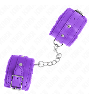 KINK - APPUI-POIGNETS DOUBLÉS DE FOURRURE PREMIUM VIOLET AVEC CEINTURE VIOLET AJUSTABLE 17-29 CM X 6 CM