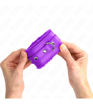 KINK - APPUI-POIGNETS DOUBLÉS DE FOURRURE PREMIUM VIOLET AVEC CEINTURE VIOLET AJUSTABLE 17-29 CM X 6 CM