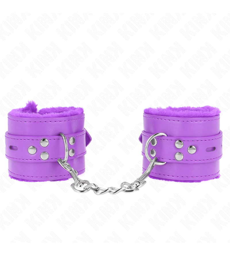 KINK - APPUI-POIGNETS DOUBLÉS DE FOURRURE AVEC TROUS CARRÉS VIOLET ET CEINTURE VIOLET RÉGLABLE 17-29 CM X 6 CM