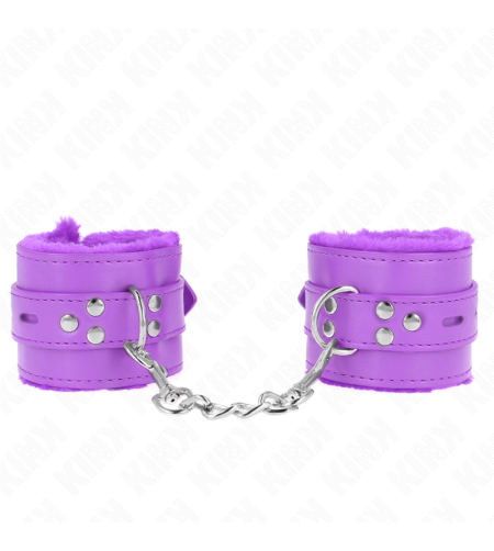 KINK - APPUI-POIGNETS DOUBLÉS DE FOURRURE AVEC TROUS CARRÉS VIOLET ET CEINTURE VIOLET RÉGLABLE 17-29 CM X 6 CM