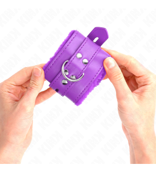 KINK - APPUI-POIGNETS DOUBLÉS DE FOURRURE AVEC TROUS CARRÉS VIOLET ET CEINTURE VIOLET RÉGLABLE 17-29 CM X 6 CM
