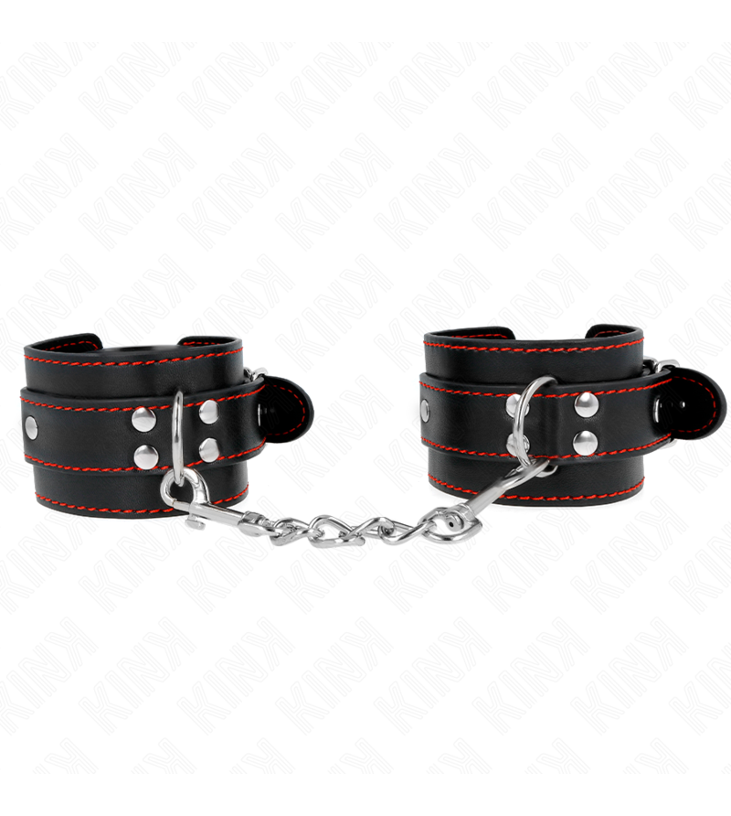 KINK - APPUI-POIGNETS NOIR AVEC DOUBLURE ROUGE RÉGLABLE 20-28 CM X 5,5 CM