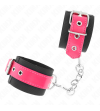 KINK - APPUI-POIGNETS EN NYLON NOIR AVEC CEINTURE EN CUIRETTE ROSE FRAMBOISE AJUSTABLE 19-29 CM X 5,1 CM