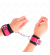 KINK - APPUI-POIGNETS EN NYLON NOIR AVEC CEINTURE EN CUIRETTE ROSE FRAMBOISE AJUSTABLE 19-29 CM X 5,1 CM