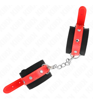 KINK - APPUI-POIGNETS EN NYLON NOIR AVEC CUIR ROUGE AJUSTABLE 19-24 CM X 5,5 CM