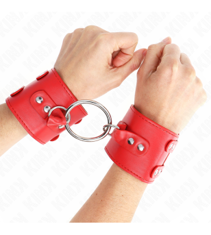 KINK - APPUI-POIGNETS FIXES AVEC ANNEAU ET CLOUS RÉGLABLES ROUGE 17-22 CM X 6,5 CM