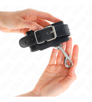 KINK - APPAREILS-POIGNETS - RANGÉE DE RIVETS SIMPLE ET GRANDE BOUCLE NOIRE RÉGLABLE 17-28 CM X 5 CM