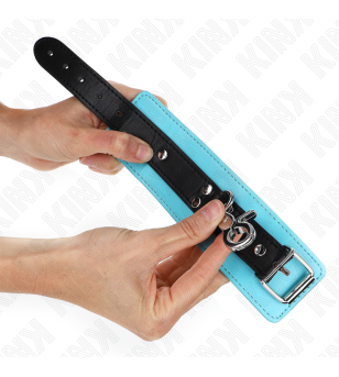 KINK - APPUI-POIGNETS VERROUILLABLES PREMIUM NOIR / BLEU RÉGLABLE 21-28 CM X 5,5 CM