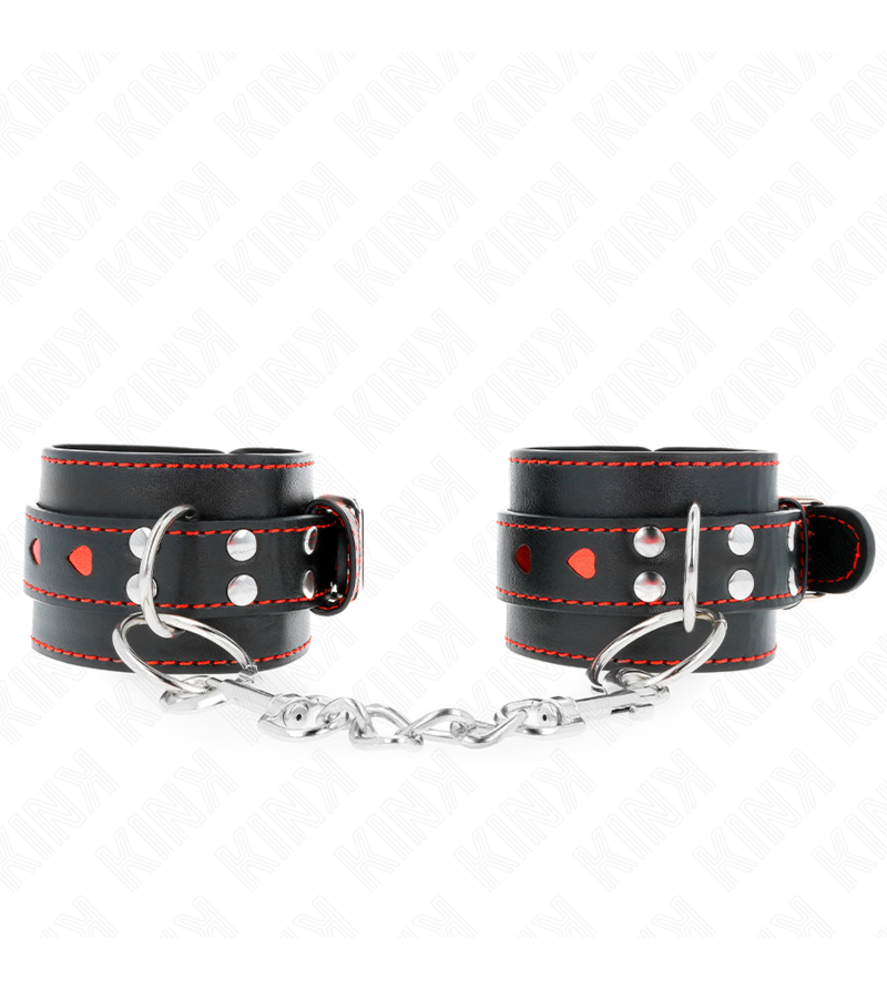 KINK - APPUI-POIGNETS NOIR AVEC INCRUSTATION COEUR ROUGE RÉGLABLE 21-28 CM X 5,5 CM