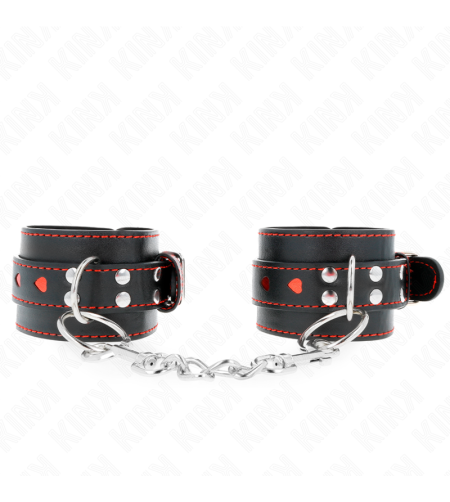 KINK - APPUI-POIGNETS NOIR AVEC INCRUSTATION COEUR ROUGE RÉGLABLE 21-28 CM X 5,5 CM