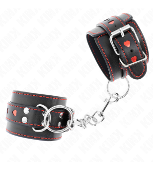 KINK - APPUI-POIGNETS NOIR AVEC INCRUSTATION COEUR ROUGE RÉGLABLE 21-28 CM X 5,5 CM