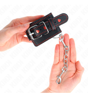 KINK - APPUI-POIGNETS NOIR AVEC INCRUSTATION COEUR ROUGE RÉGLABLE 21-28 CM X 5,5 CM