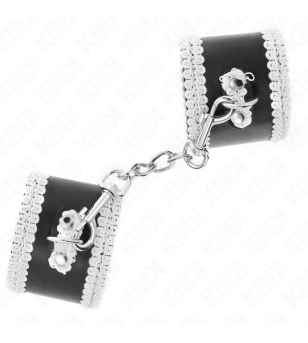 KINK - APPUI-POIGNETS NOIR AVEC DENTELLE DÉCORÉE BLANCHE RÉGLABLE 20-23 CM X 5,5 CM