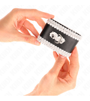 KINK - APPUI-POIGNETS NOIR AVEC DENTELLE DÉCORÉE BLANCHE RÉGLABLE 20-23 CM X 5,5 CM