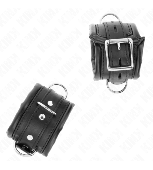 KINK - APPUI-POIGNETS LOURDS DOUBLÉS DE FOURRURE NOIRE RÉGLABLES 20-30 CM X 6 CM