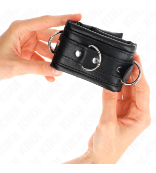 KINK - APPUI-POIGNETS LOURDS DOUBLÉS DE FOURRURE NOIRE RÉGLABLES 20-30 CM X 6 CM