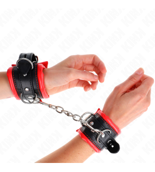 KINK - APPUI-POIGNETS LOURDS DOUBLÉS DE FOURRURE ROUGE AJUSTABLES 20-30 CM X 6 CM