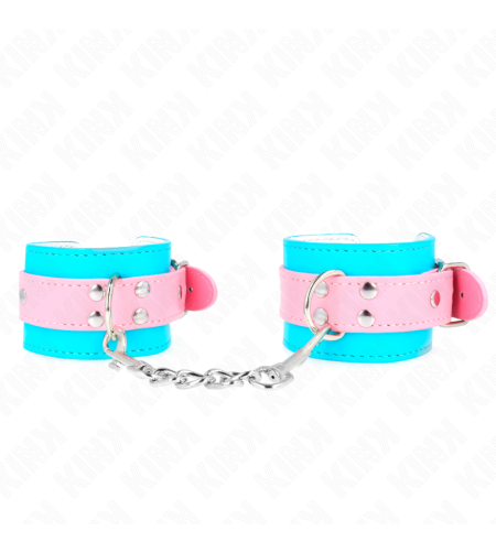 KINK - MIGNONS ATTENTES-POIGNETS BLEU/ROSE AJUSTABLES 16-28 CM X 5 CM