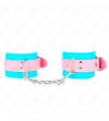 KINK - MIGNONS ATTENTES-POIGNETS BLEU/ROSE AJUSTABLES 16-28 CM X 5 CM