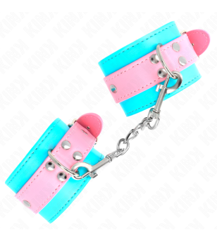 KINK - MIGNONS ATTENTES-POIGNETS BLEU/ROSE AJUSTABLES 16-28 CM X 5 CM