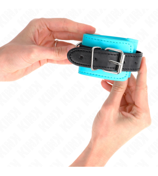 KINK - APPAREILS-POIGNETS À CROCHET DOUBLÉS DE FOURRURE BLEU AJUSTABLES 20-28 CM X 5,5 CM