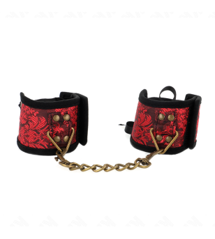 KINK - ATTACHE-POIGNETS SCANDAL DÉTAILS DENTELLE ROUGE-NOIR 24,5 CM X 6,5 CM