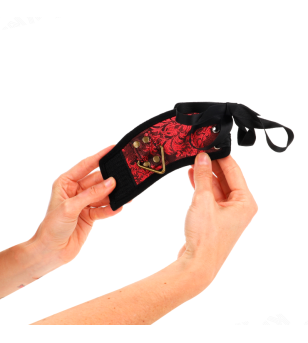 KINK - ATTACHE-POIGNETS SCANDAL DÉTAILS DENTELLE ROUGE-NOIR 24,5 CM X 6,5 CM