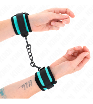 KINK - APPAREILS DE POIGNET EN NYLON À CROCHET ET BOUCLE NOIR-BLEU RÉGLABLE 18-32 CM X 5 CM