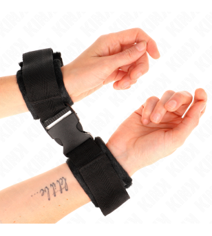 KINK - APPAREILS-POIGNETS À CROCHET ET BOUCLE EN NYLON ROUGE-NOIR MODÈLE 1 AJDUSTABLE 25-35 CM X 6 CM