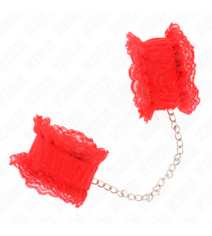 KINK - ATTENTES-POIGNETS ÉLASTIQUES EN DENTELLE ROUGE