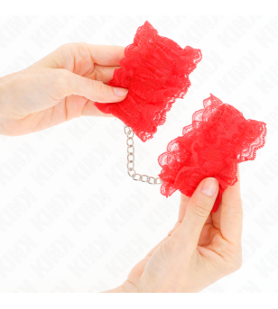 KINK - ATTENTES-POIGNETS ÉLASTIQUES EN DENTELLE ROUGE