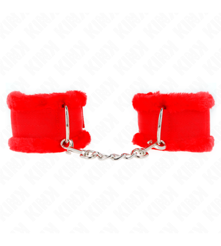 KINK - APPUI-POIGNETS DOUBLÉS DE FOURRURE ROUGE AJUSTABLE 17-31 CM X 7 CM