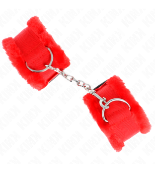 KINK - APPUI-POIGNETS DOUBLÉS DE FOURRURE ROUGE AJUSTABLE 17-31 CM X 7 CM