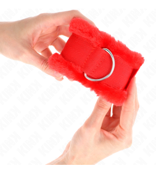 KINK - APPUI-POIGNETS DOUBLÉS DE FOURRURE ROUGE AJUSTABLE 17-31 CM X 7 CM