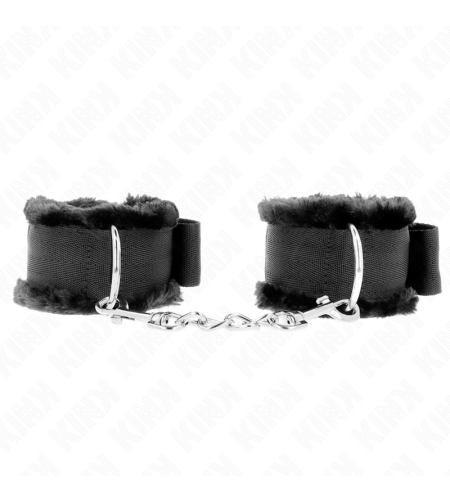 KINK - APPUI-POIGNETS DOUBLÉS DE FOURRURE NOIR AJUSTABLE 17-31 CM X 7 CM
