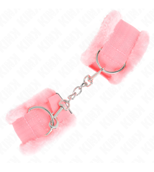 KINK - APPUI-POIGNETS DOUBLÉS DE FOURRURE ROSE RÉGLABLE 17-31 CM X 7 CM