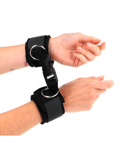 KINK - APPUI-POIGNET EN NÉOPRÈNE À ATTACHES ET BOUCLES NOIR RÉGLABLE 22-34 CM