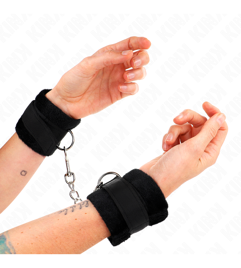 KINK - MANCHETTES DÉBUTANT EN FOURRURE NOIR 30 X 7 CM