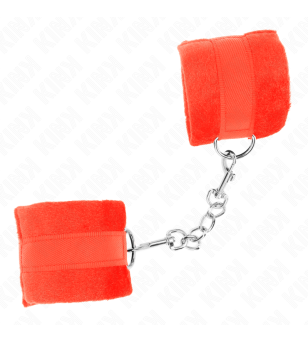 KINK - MANCHETTES DÉBUTANT EN FOURRURE ROUGE 30 X 7 CM