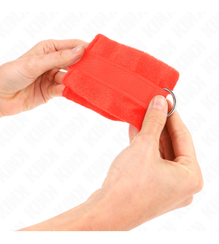 KINK - MANCHETTES DÉBUTANT EN FOURRURE ROUGE 30 X 7 CM