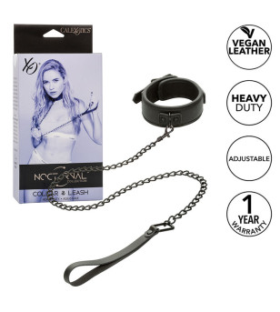 CALEXOTICS - NOCTURNAL COLLIER ET LAISSE EN CUIR RÉGLABLE NOIR